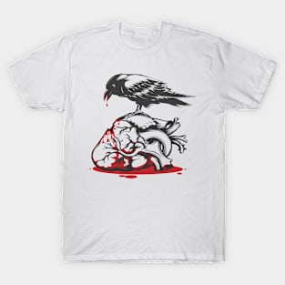 Raven Biting Bleeding Heart T-Shirt